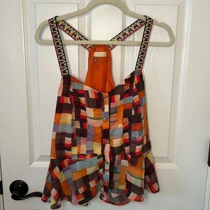 Anthropologie Pilcro Abstract Peplum Tank (L)